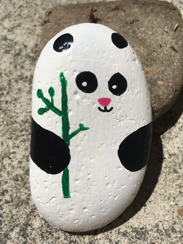Panda painted rock